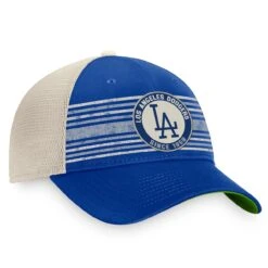 Men's Los Angeles Dodgers Fanatics Branded Royal/Natural True Classic Retro Striped Trucker Snapback Hat -CapNation Shop natural los angeles dodgers true classic retro striped trucker snapback hat pi4499000 altimages ff 4499053 39efa8059b4c68b0aac7alt3 full