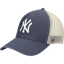 Men's New York Yankees '47 Navy/Natural Flagship Washed MVP Trucker Snapback Hat