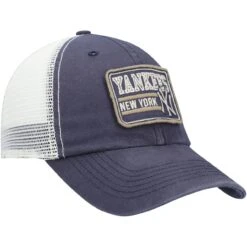 Men's New York Yankees '47 Navy/Natural Off Ramp Clean Up Trucker Adjustable Hat -CapNation Shop natural new york yankees off ramp clean up trucker adjustable hat pi4249000 altimages ff 4249676 a46fe35b75559821bcdbalt3 full