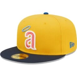 Men's California Angels, Los Angeles Angels New Era Gold/Navy Cooperstown Collection State Logo Azure Undervisor 59FIFTY Fitted Hat -CapNation Shop navy california angels los angeles angels cooperstown collection state logo azure undervisor 59fifty fitted hat pi4693000 altimages ff 4693974 c88cd8eefea99498c0c7alt3 full