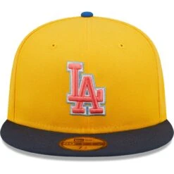 Men's Los Angeles Dodgers New Era Gold/Navy Dodger Stadium Azure Undervisor 59FIFTY Fitted Hat -CapNation Shop navy los angeles dodgers dodger stadium azure undervisor 59fifty fitted hat pi4693000 altimages ff 4693951 cee3b883f7a03b0a4236alt2 full