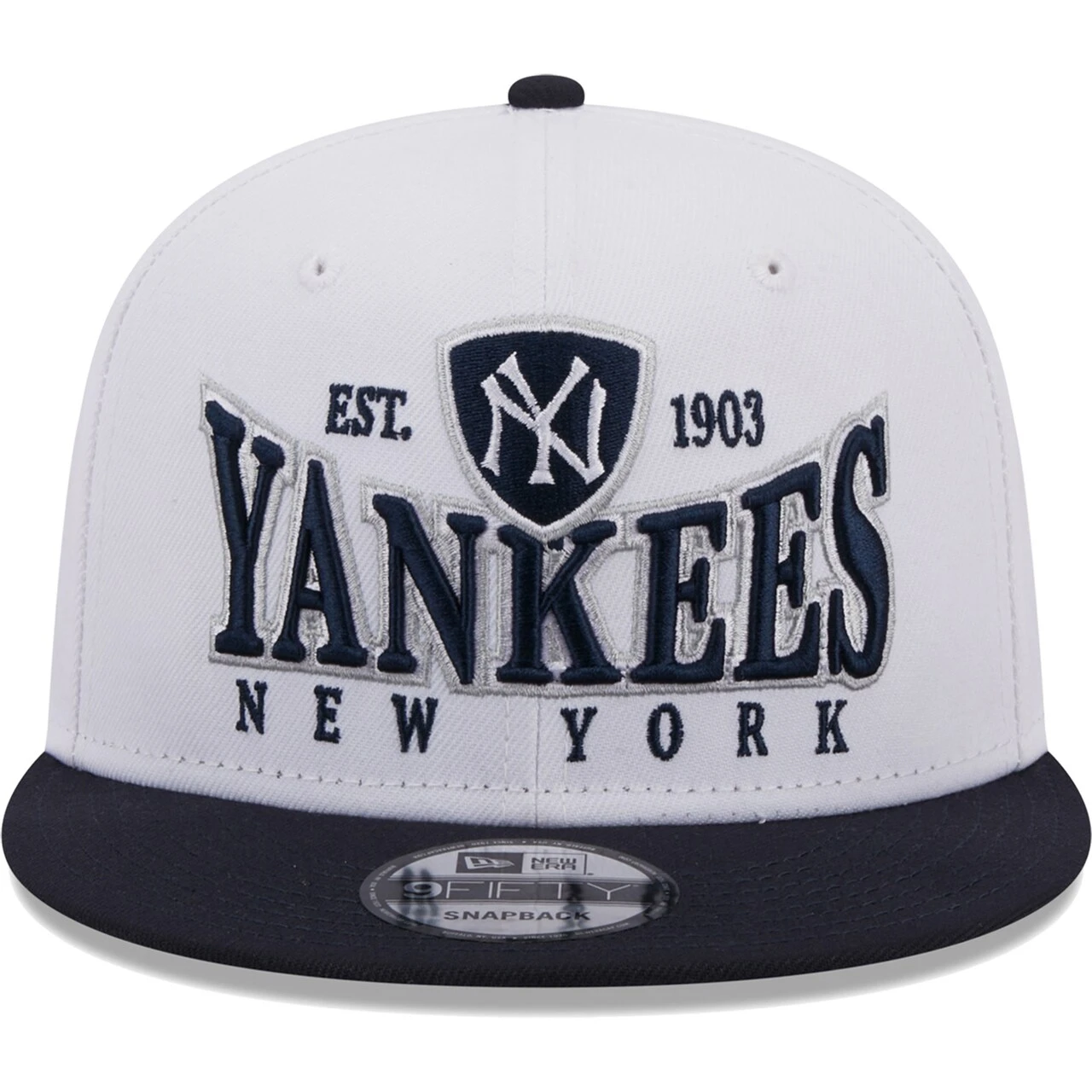 Men's New York Yankees New Era White/Navy Crest 9FIFTY Snapback Hat 4 Men's New York Yankees New Era White/Navy Crest 9FIFTY Snapback Hat - Image 2