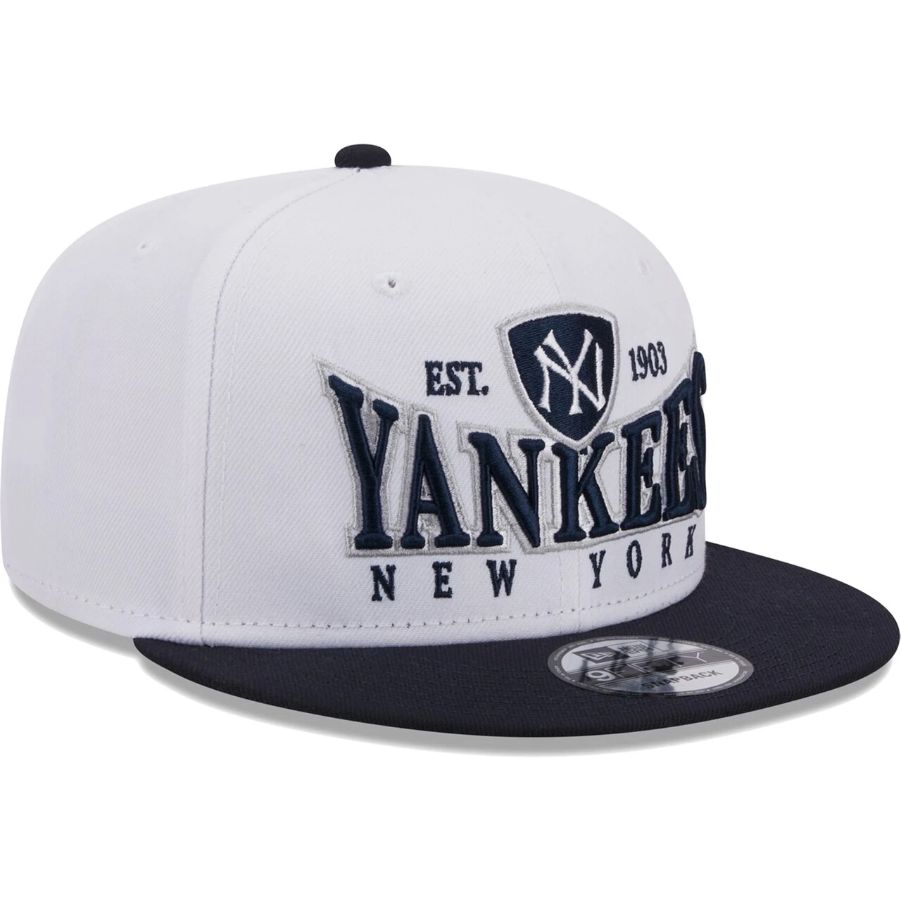 Men's New York Yankees New Era White/Navy Crest 9FIFTY Snapback Hat 5 Men's New York Yankees New Era White/Navy Crest 9FIFTY Snapback Hat - Image 3