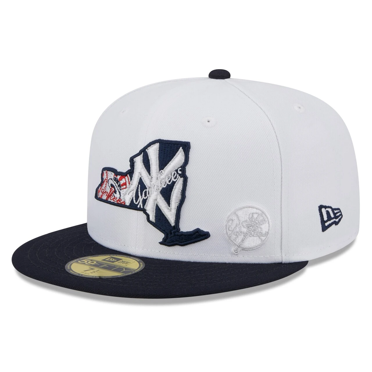 Men's New York Yankees New Era White/Navy State 59FIFTY Fitted Hat 3 Men's New York Yankees New Era White/Navy State 59FIFTY Fitted Hat
