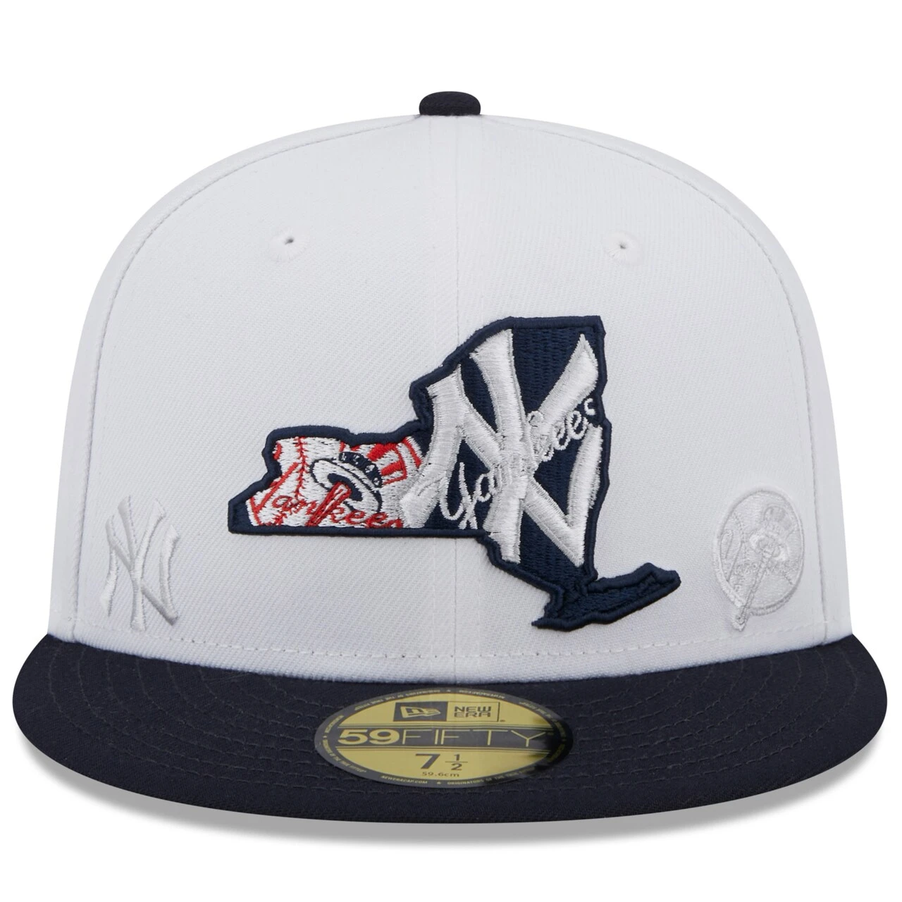 Men's New York Yankees New Era White/Navy State 59FIFTY Fitted Hat 4 Men's New York Yankees New Era White/Navy State 59FIFTY Fitted Hat - Image 2