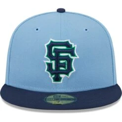 Men's San Francisco Giants New Era Light Blue/Navy Green Undervisor 59FIFTY Fitted Hat -CapNation Shop navy san francisco giants green undervisor 59fifty fitted hat ss5 p 200015958pv 2u muzh9v2fj7k6qjj4da0hv imntckmi3f07pqffi15j