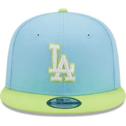 Men's Los Angeles Dodgers New Era Light Blue/Neon Green Spring Basic Two-Tone 9FIFTY Snapback Hat -CapNation Shop neon green los angeles dodgers spring basic two tone 9fifty snapback hat ss5 p 5000787pv 2u 42jxb1vjvwwlmapjekrrv wxudelvpcutpu7gqcn7n