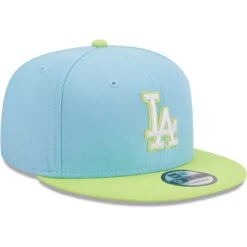 Men's Los Angeles Dodgers New Era Light Blue/Neon Green Spring Basic Two-Tone 9FIFTY Snapback Hat -CapNation Shop neon green los angeles dodgers spring basic two tone 9fifty snapback hat ss5 p 5000787pv 3u 42jxb1vjvwwlmapjekrrv v2vub2qxejvm0q6ve54x