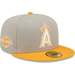 Men's Los Angeles Angels New Era Gray/Orange 2002 World Series Cooperstown Collection Undervisor 59FIFTY Fitted Hat