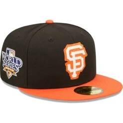 Men's San Francisco Giants New Era Black/Orange 2010 World Series Champions Letterman 59FIFTY Fitted Hat