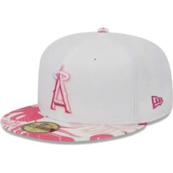 Men's Los Angeles Angels New Era White/Pink Flamingo 59FIFTY Fitted Hat