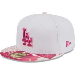 Men's Los Angeles Dodgers New Era White/Pink Flamingo 59FIFTY Fitted Hat
