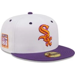 Men's Chicago White Sox New Era White/Purple 95th Anniversary Grape Lolli 59FIFTY Fitted Hat