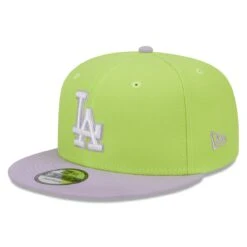 Men's Los Angeles Dodgers New Era Neon Green/Purple Spring Basic Two-Tone 9FIFTY Snapback Hat