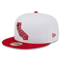 Men's Los Angeles Angels New Era White/Red State 59FIFTY Fitted Hat