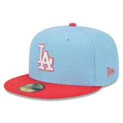 Men's Los Angeles Dodgers New Era Light Blue/Red Spring Color Two-Tone 59FIFTY Fitted Hat