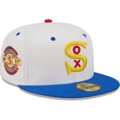 Men's Chicago White Sox New Era White/Royal 1917 World Series Cherry Lolli 59FIFTY Fitted Hat