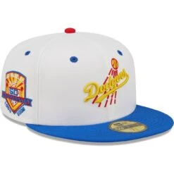 Men's Los Angeles Dodgers New Era White/Royal 50th Anniversary Cherry Lolli 59FIFTY Fitted Hat