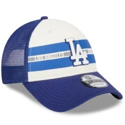 Men's Los Angeles Dodgers New Era White/Royal Team Stripe Trucker 9FORTY Snapback Hat -CapNation Shop royal los angeles dodgers team stripe trucker 9forty snapback hat ss5 p 5002656pv 3u 6ukl1h070nds0ebnsvjrv juvaz6idloaxels8u7xh