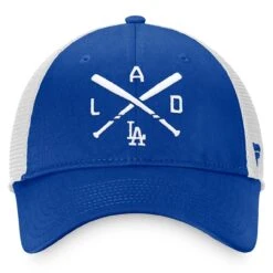 Men's Los Angeles Dodgers Fanatics Branded Royal/White Iconic Cross Bat Trucker Snapback Hat -CapNation Shop white los angeles dodgers iconic cross bat trucker snapback hat pi4367000 altimages ff 4367039 e255780ec9ab88262079alt2 full