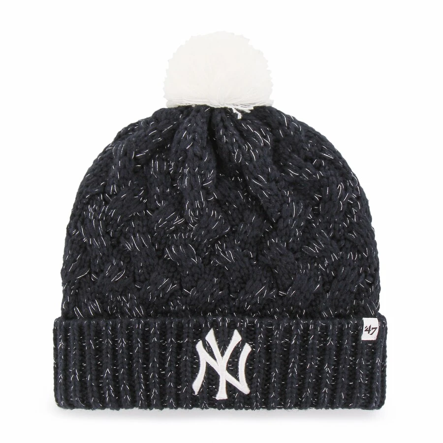 Women's New York Yankees '47 Navy Knit Cuffed Hat With Pom 3 Women's New York Yankees '47 Navy Knit Cuffed Hat With Pom