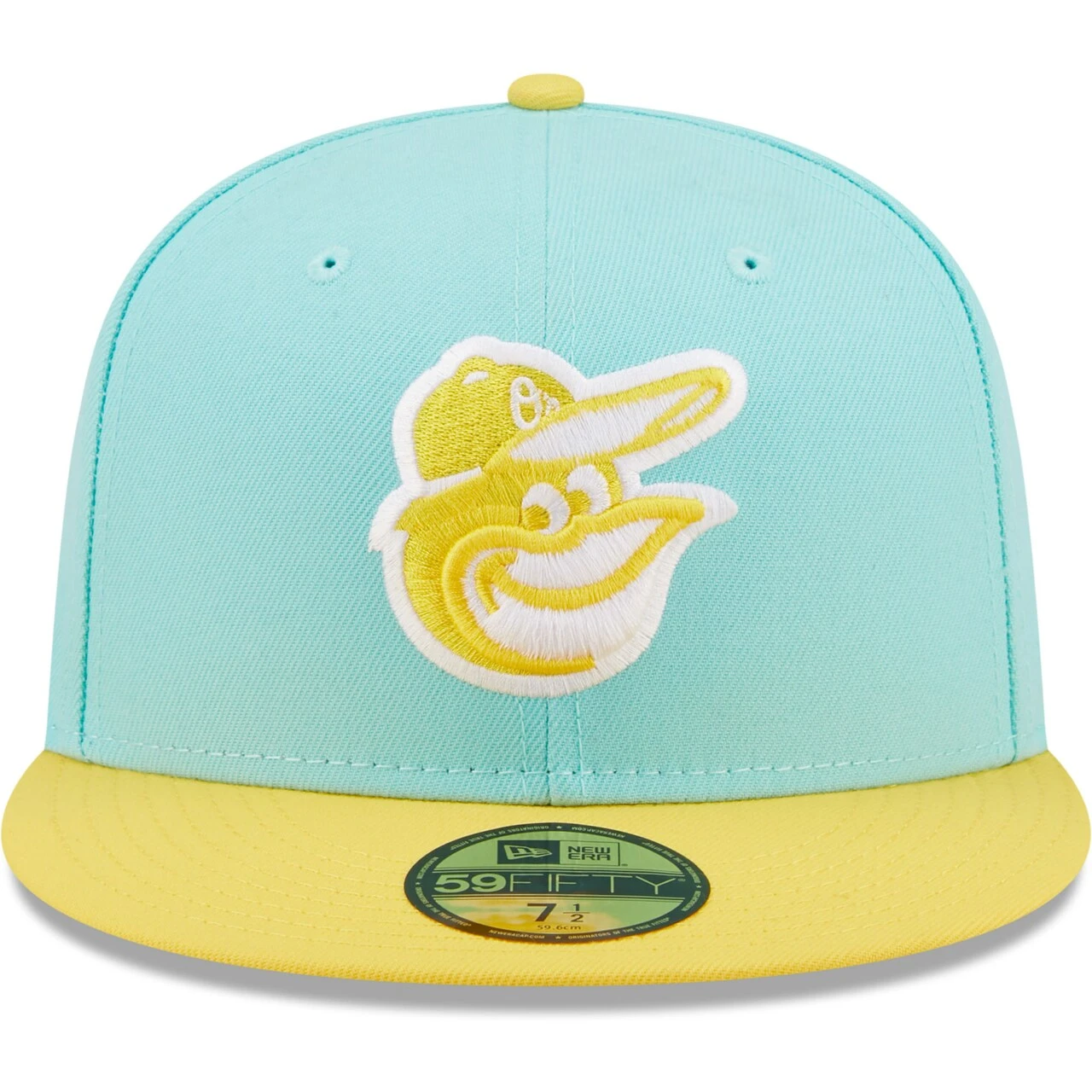 Men's Baltimore Orioles New Era Turquoise/Yellow Spring Color Pack Two-Tone 59FIFTY Fitted Hat - Image 2