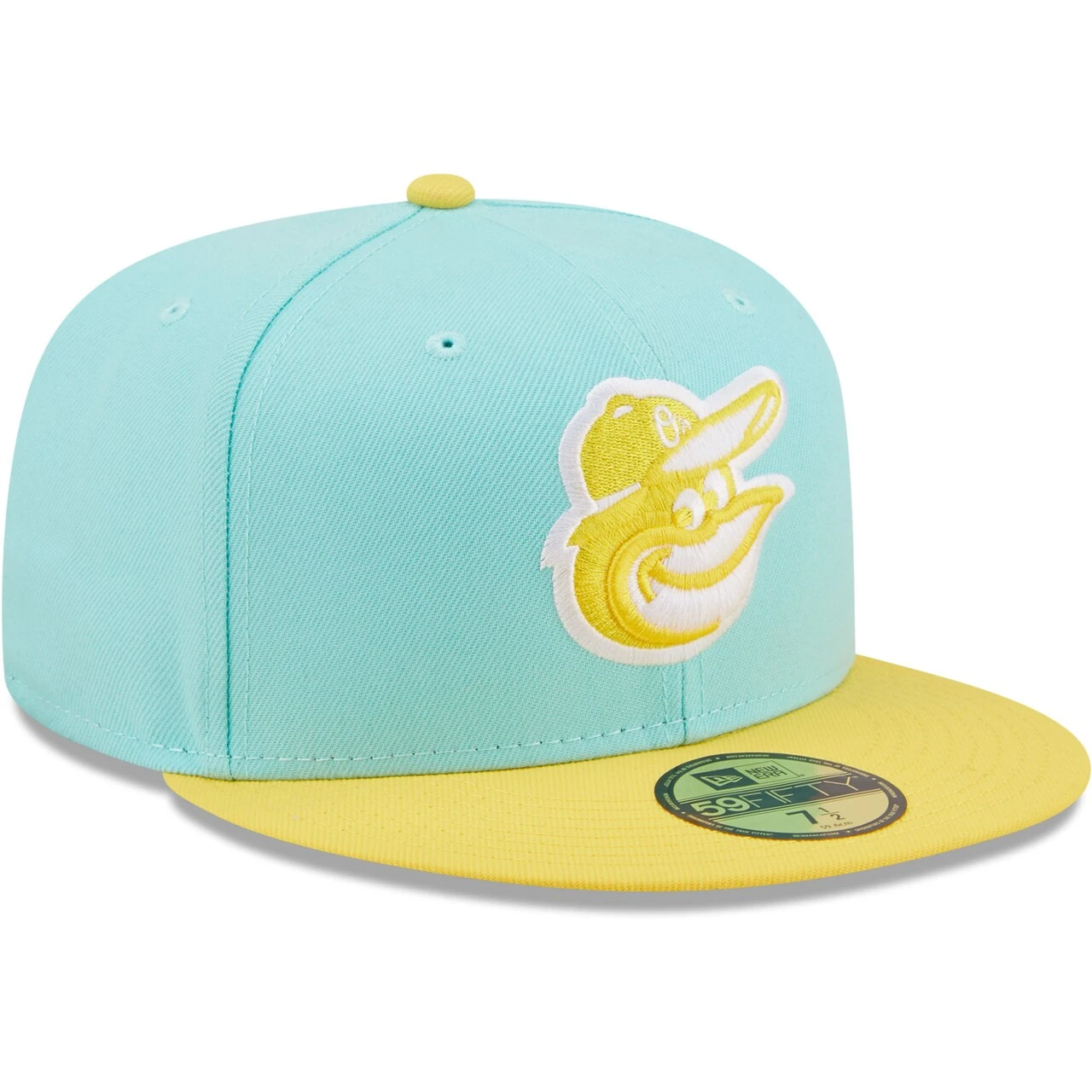 Men's Baltimore Orioles New Era Turquoise/Yellow Spring Color Pack Two-Tone 59FIFTY Fitted Hat - Image 3