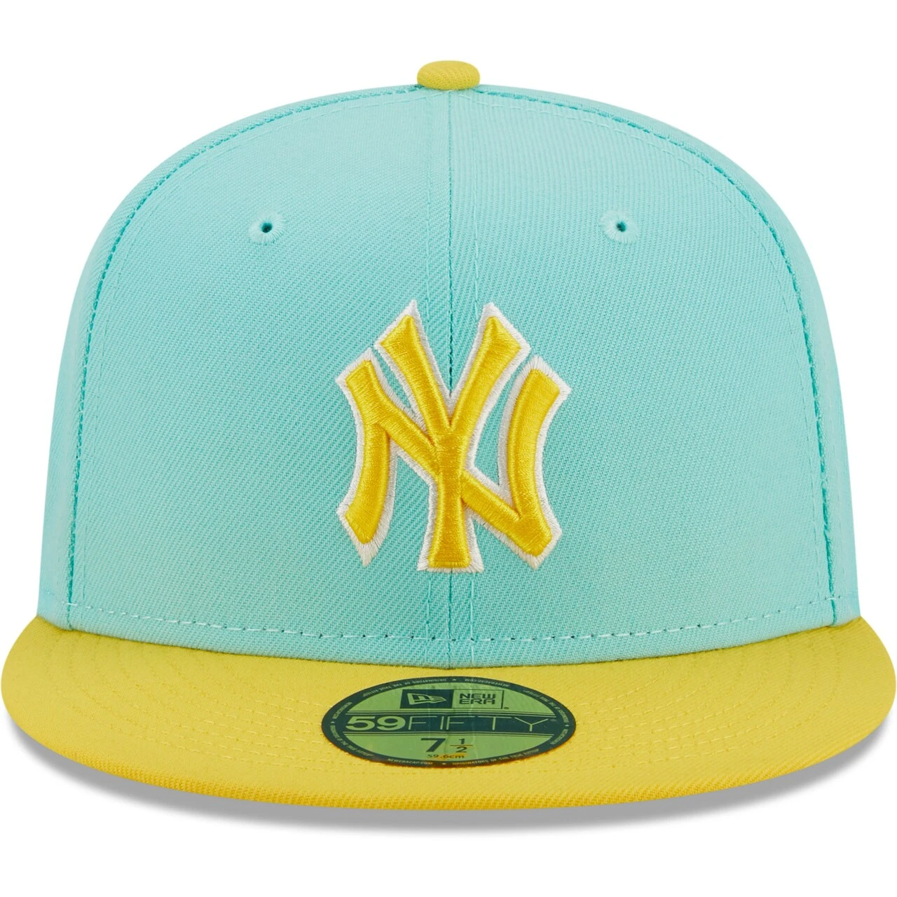 Men's New York Yankees New Era Turquoise/Yellow Spring Color Pack Two-Tone 59FIFTY Fitted Hat - Image 2