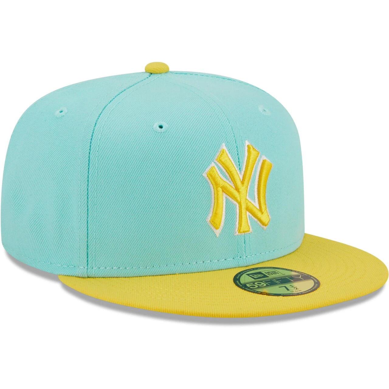 Men's New York Yankees New Era Turquoise/Yellow Spring Color Pack Two-Tone 59FIFTY Fitted Hat - Image 3