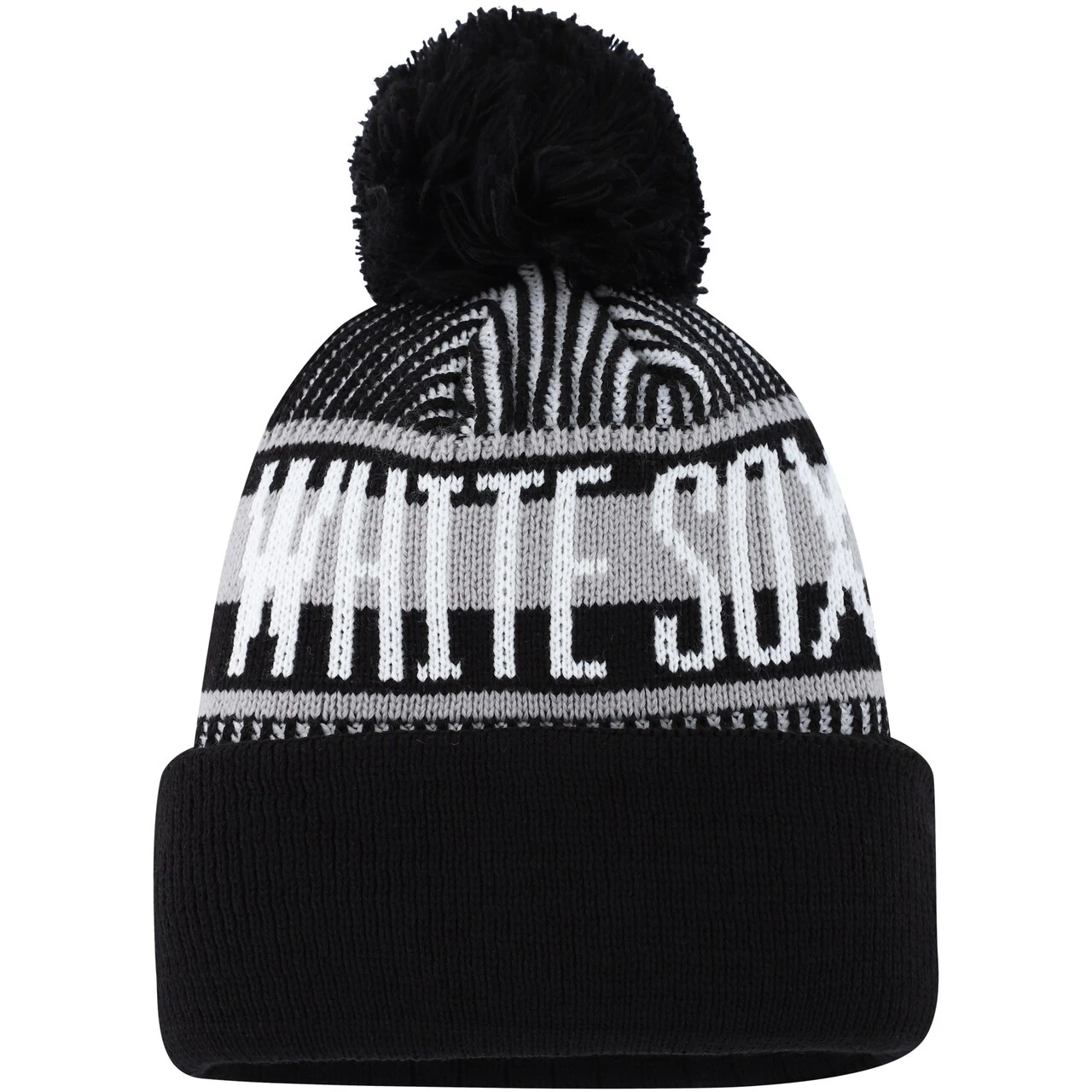 Youth Chicago White Sox New Era Black Striped Cuffed Knit Hat With Pom 4 Youth Chicago White Sox New Era Black Striped Cuffed Knit Hat With Pom - Image 2