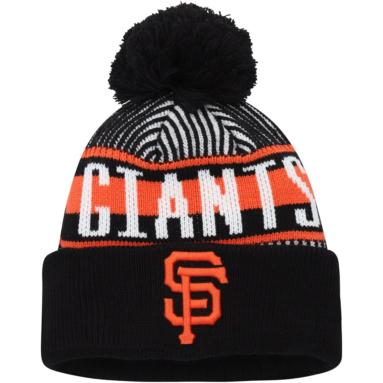 Youth San Francisco Giants New Era Black Striped Cuffed Knit Hat With Pom 3 Youth San Francisco Giants New Era Black Striped Cuffed Knit Hat With Pom
