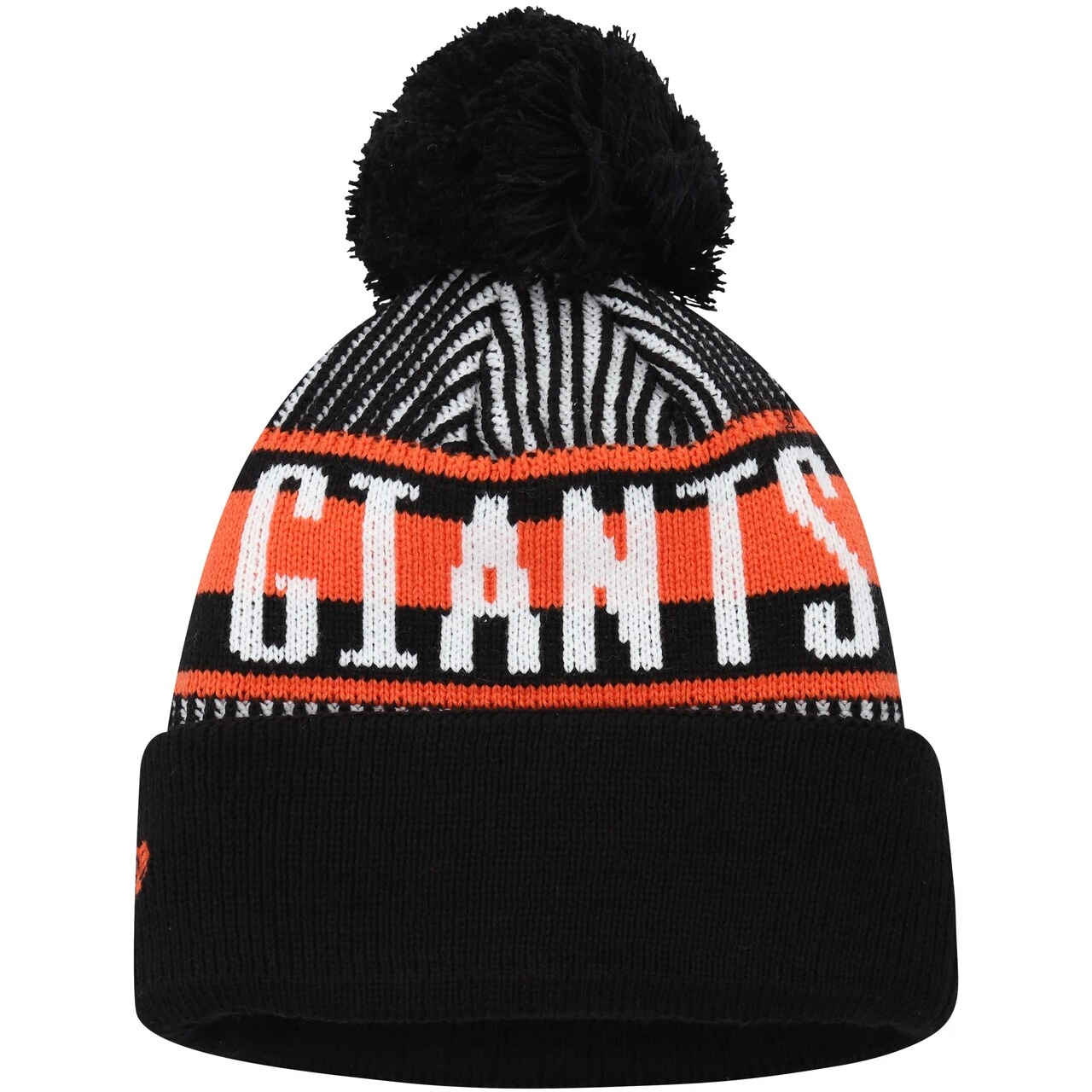 Youth San Francisco Giants New Era Black Striped Cuffed Knit Hat With Pom 4 Youth San Francisco Giants New Era Black Striped Cuffed Knit Hat With Pom - Image 2