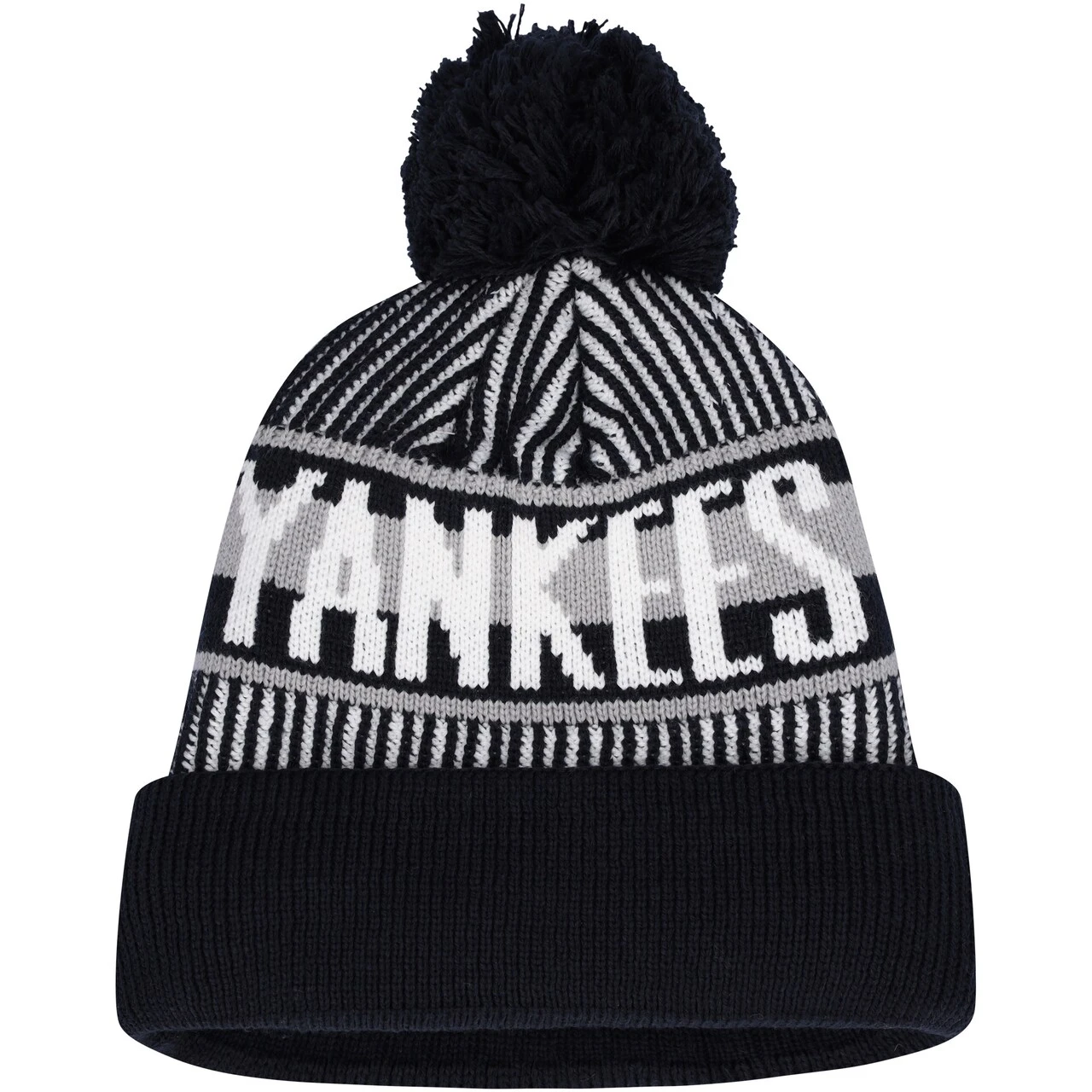 Youth New York Yankees New Era Navy Striped Cuffed Knit Hat With Pom 4 Youth New York Yankees New Era Navy Striped Cuffed Knit Hat With Pom - Image 2
